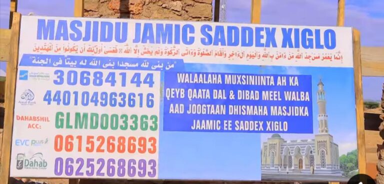 Bulshada deegaanka Saddex Xiglo oo codsaday in laga qayb qaato dhismaha masjidka deegaanka.