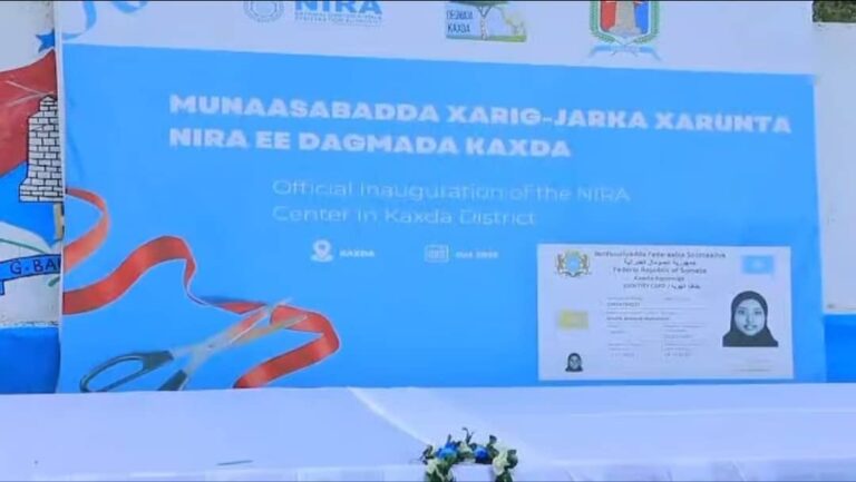 Hay’adda Aqoonsiga Iyo Diiwaan Gilinta Qaranka niira oo xariga kajartay Xarunteda Cusub Dagmada Kaxda .